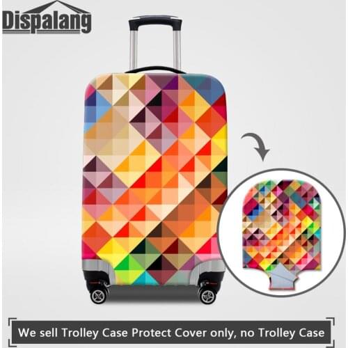 Dispalang Elastic Luggage Protective Cover Geometric Diamond Print Suitcase Covers Men Thicken Dust Case For 18-32 Inch Trolley