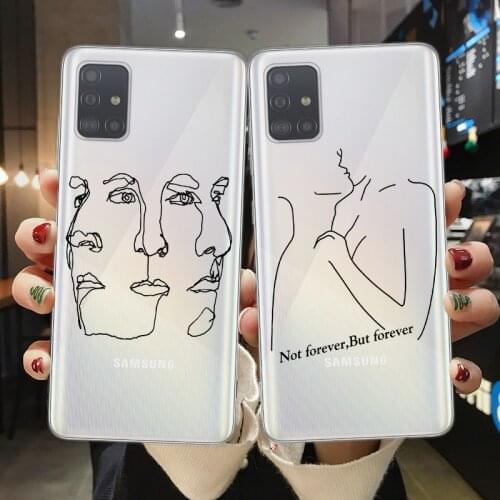 Kiss More Often Line Drawing Soft Case For Samsung A51 A71 A10 A20 A30 A40 A50 A70 A6 A8 Plus A7 A9 2018 Abstract Couples Cover