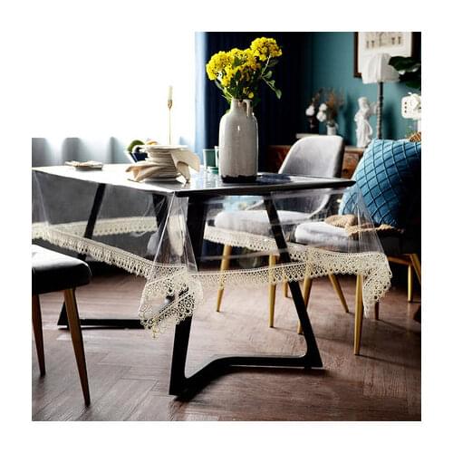 TPU Transparent Soft Glass Odorless Tablecloth European Style Lace Coffee Table Cover Cloth Plastic Tablecloth Free Shipping