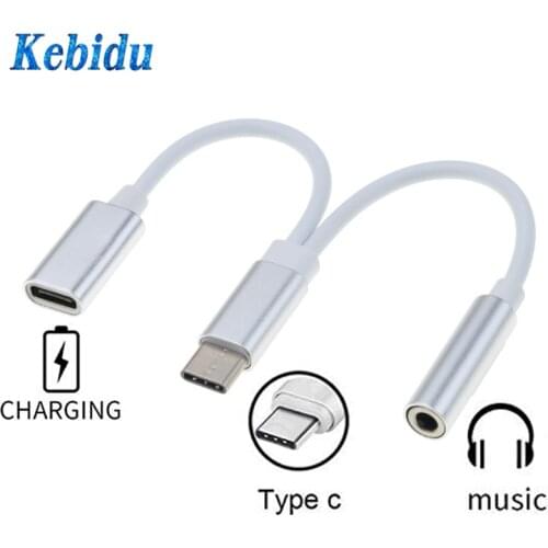 Kebidu Type-C To 3.5mm Earphone Cable Adapter USB 3.1 USB-C To Double 3.5 AUX Audio Jack Male to Female Wholesale