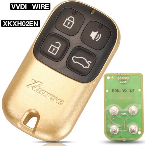 Kutery PN:XKXH02EN Xhorse VVDI Wired Universal Remote Control Car Key 4 Buttons Golden Style English Version For VVDI Key Tool