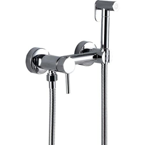 Brass Chrome Bidet Faucet Shower Tap Black Cold and Hot Water Mixer High Pressure Double Hole Bathroom Mixer
