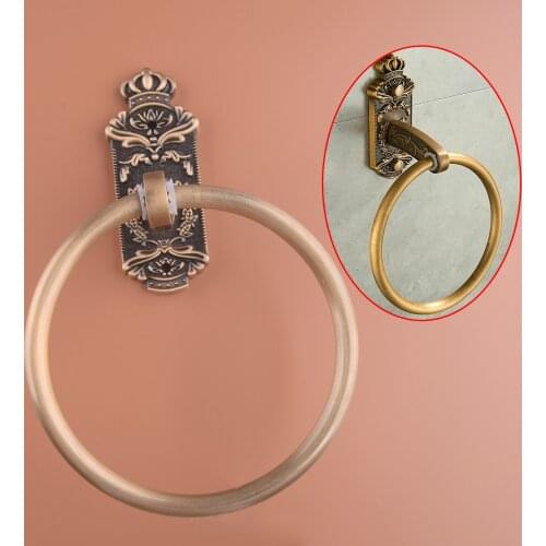LETAOSK Vintage Bronze Carved Antique Style Metal Towel Ring Bath Towel Hang Round Ring Holder Bathroom Accessories