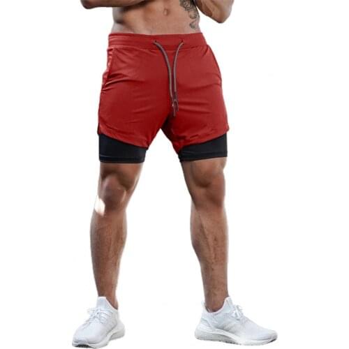 Summer Men Shorts Double-deck Adjustable Waistband Polyester Highly Elastic Men Running Shorts for Running шорты мужские 2021