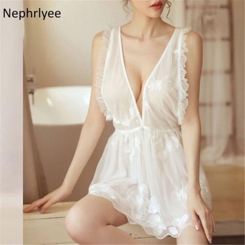 Backless Summer Womens Sleepwear V-Neck Sexy Nightdress Casual Nightgown Comfortable Lace Pajama Solid Color Nightwear