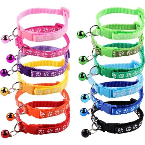 12pcs Footprint Printed Pet Collar Bell Pet Neck Ring Pet Supplies for Dog Puppy (Random Color)