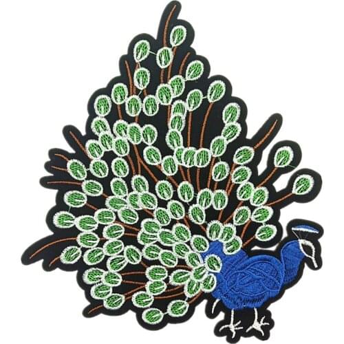 P0051 2PCS Sew On Embroidered Peacock Patch Embroidery Animal Patches For Clothing Bag DIY Sewing