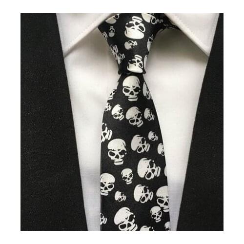 5cm Popular Men Casual Narrow Ties Fashion Printed Necktie Big Skull Notes Gravata for Party Tie