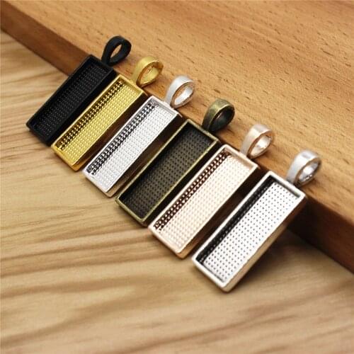Fit 10*25mm Rectangle Cabochons Antique Silver/bronze Silver Glass Frame Bezel Settings Pendant Tray blank 10pcs/lot K05193