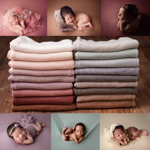 Newborn Photography Props Wraps Double-Sided Stretch Fleece Background Cloth Baby Photo Props Blanket Shoot Studio Accessories