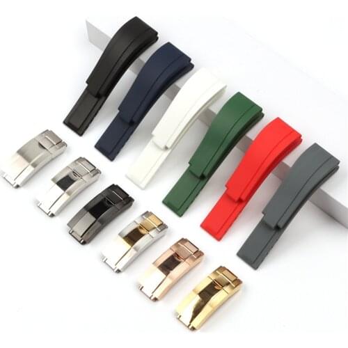 Top Quality 20mm Nature Soft Silicone Rubber Watchband For Rolex Strap Daytona Submariner GMT OYSTERFLEX Bracelet Folding Buckle