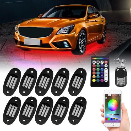 RGB Rock Music Lights Bluetooth App Control 8/10 Pods LED Multicolor Car Accessories Underbody Neon Atmosphere Lamps