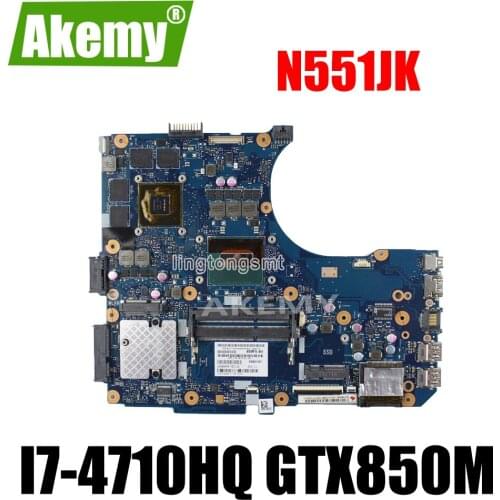 SAMXINNO N551JK Laptop motherboard For Asus N551JK G551JK N551JQ N551JM N551J Test original mainboard I7-4710HQ CPU GTX850M