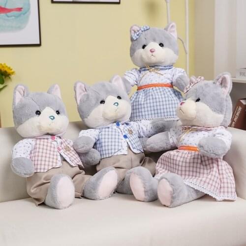 1pc 32/52cm Kawaii Couple Cat with cloth Plush Toys Stuffed Animal Cat Pillow Dolls Lovely Toys for Children Baby Birthday Gifts