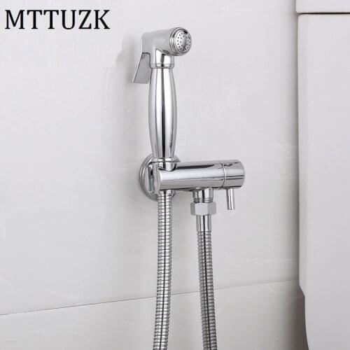 MTTUZK Solid Brass Chrome Bidets Bathroom Hand Shower Bidet Toilet Sprayer Hygienic Shower Bidet Tap Wall Mount Bidet Faucet
