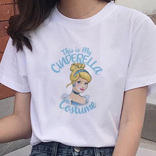 Cinderella This Is My Costume Halloween T Shirt Women Tops Disney Print Casual Short Sleeve T-shirt Harajuku