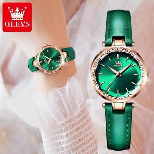 OLEVS Simple Luxury Brand Ladies Watch 50M Waterproof Leather Strap Ladies Watch Quartz Watch Elegant Bracelet Reloj Mujer 2021