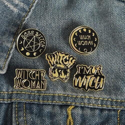 Woman Jewelry Dark Black Wizard Divination Brooch Witch Enamel Pins Lapel Badge Bag Gift for Friends