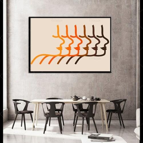 Golden Silhouettes Warm Colors Profile Faces 70s Art 70s Prints Poster Retro Art Feminist Seventies Abstract Portrait Rainbow