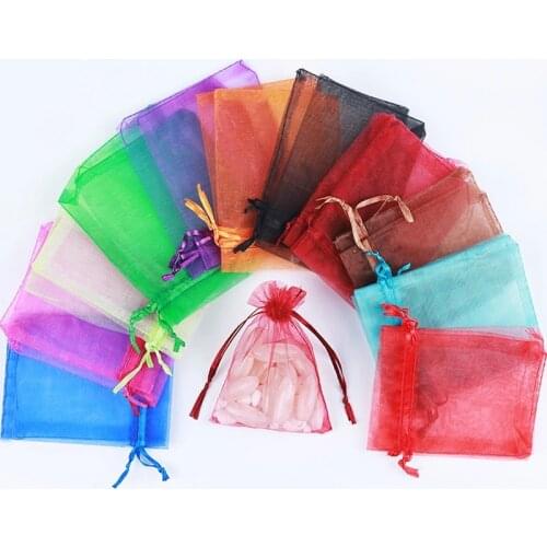 1Pc 7 * 9Cm Solid Color Yarn Bag Beam Opening Gift Bag Organza Mesh Wedding Candy Bag Pearl Yarn Storage Bag