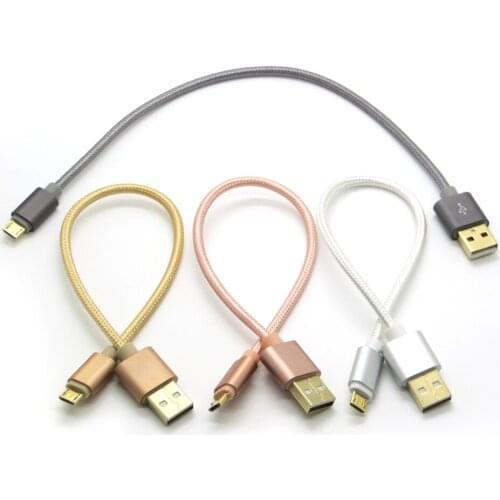 25CM 1M Fabric Nylon Nylon Line Metal Plug Micro USB Cable for Samsung Sony HTC
