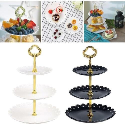 3 Layer Cake Stand Fruit Plate Tray Display Cupcake Holder Shelf Stackable Detachable Birthday Party Wedding Dessert Holder