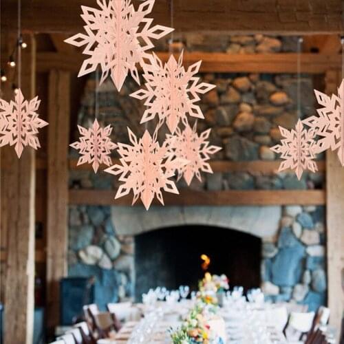 6pcs 3D Paper Snow Garlands Christmas Banner New Year Party Decorations Birthday Wedding Bedroom Home Decor Supplies