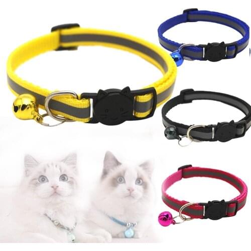 6 Pieces Jingle Cat Collar Sash Small Bell Kitten Buckle Collar with Bell Kitty Necklace
