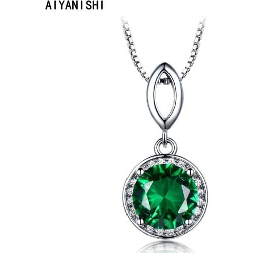 AIYANISHI Created Nano Sapphire Pendant Necklace 925 Sterling Silver Gemstones Choker Statement Necklace Women with Chain