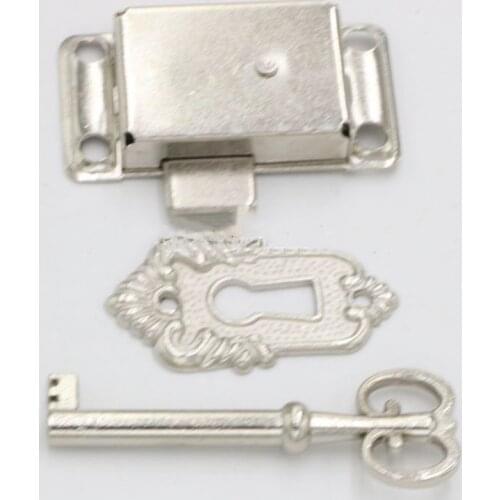 Antique Iron Door Lock Drawer Jewelry Wooden Box Cabinet Cabinet Door Lock + Key Furniture Hardware Dual Color Optional