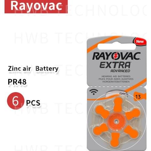6PCS/lot Rayovac Extra Performance Hearing Aid Batteries. Zinc Air 13/P13/PR48 Battery for BTE Hearing aids. Free Shipping