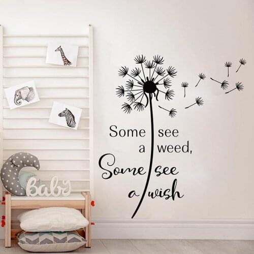 Large Dandelion Some See a Weed, Some See a Wish Wall Sticker Baby Nursery Kids Room Inspirational Quote Wall Decal Bedroom Art