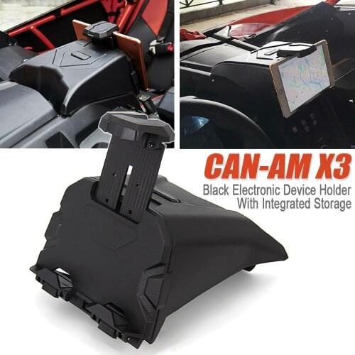 For 2017 2018 Can Am Maverick X3 Models Black Electronic Device Holder With Integrated Storage