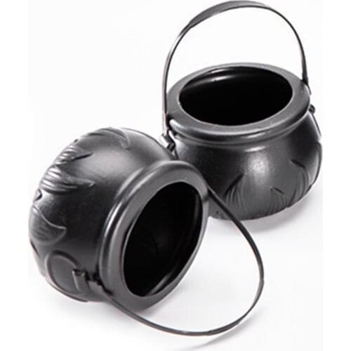Black Halloween Candy Pot Ornament Novelty Cauldron Bucket Party Decor Bucket Ornament Skull Witch Toy Halloween Decor