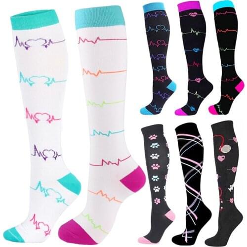 58 Styles Running Compression Stockings Men Women Boots Stockings Marathon Knee Socks For Nurses Edema, Diabetes, Varicose Veins