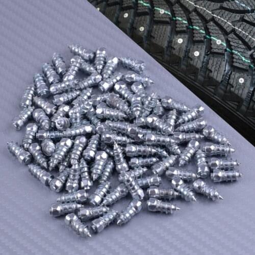 CITALL 100pcs/Set Car Truck Steel Wheel Tire Tyre Spikes Screw 15mm Stud Accessories Winter Anti-Slip Ice Road Snow SUV