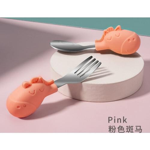 Baby Gadgets Tableware Set Children Utensil Stainless Steel Toddler Dinnerware Cutlery Cartoon Infant Food Feeding Spoon Fork