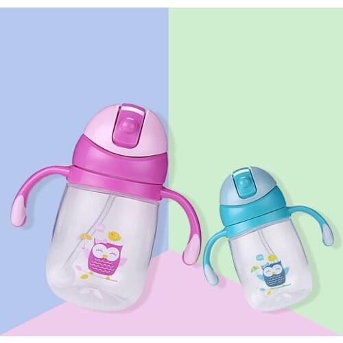 Baby Cute Owl Training Cups BPA Free Healthy Bottle Child Leak-Proof Double Handle Bottle Kid Water Feeding Learn Drinker T0700