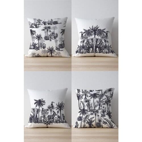 Double Side Printed Safari Pattern 4'Lü Suede Pillow Decorate Case Good Quality Stylish Home Garden Room Kitchen Gift Convenient Decorative Modern