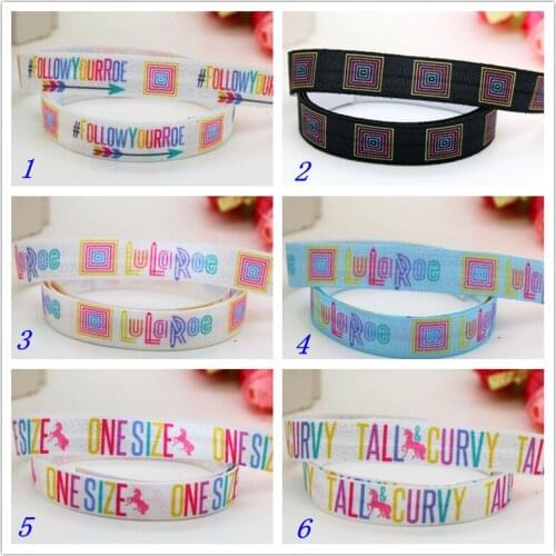 DHK 5/8'' 5yards Fold Elastic FOE LuLaRoe unicorn horse printed headband headwear hairband diy decoration OEM Wholesale E489
