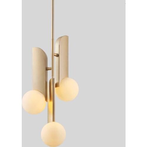 Europe Post Modern Concise A Living Room Restaurant Bedroom Study Originality Milk Dummy Glass Round Ball Metal A Chandelier