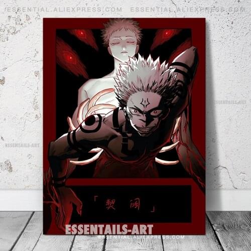 Yuji Itadori Sukuna Jujutsu Kaisen Canvas Wall Art Painting Poster Home Decor Bedroom Living Room Pictures Decoration Painting