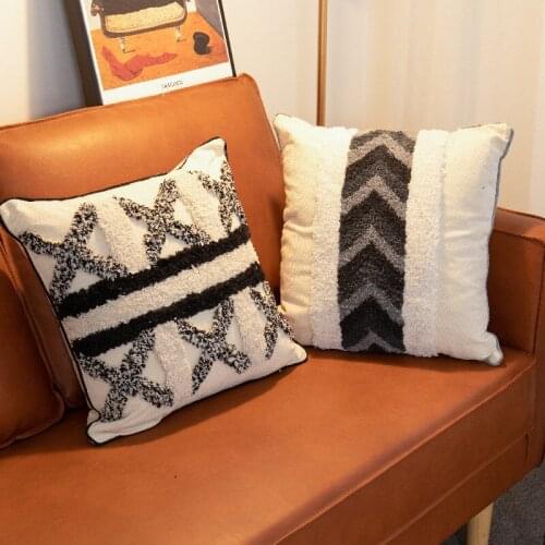 Indian Tufted Pillowcase Stripes Modern Minimalist Nordic Style Cushion Cover Sofa Back Cushion