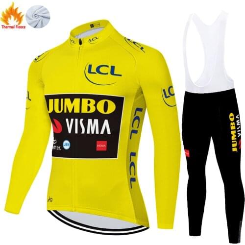 2021 Jumbo Visma team Cycling Jersey Long sleeve MTB bicycle clothing winter fleece warm uniformes de ciclismo para hombre