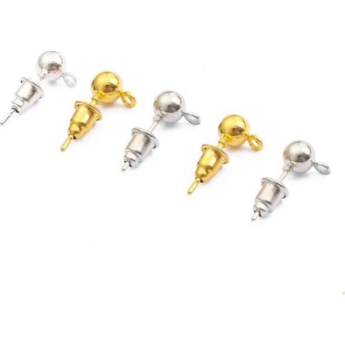 10pcs/lot 3/4/5mm Pin Findings Stud Earring Basic Pins Stoppers Connector For DIY Jewelry Making Accessories Supplies