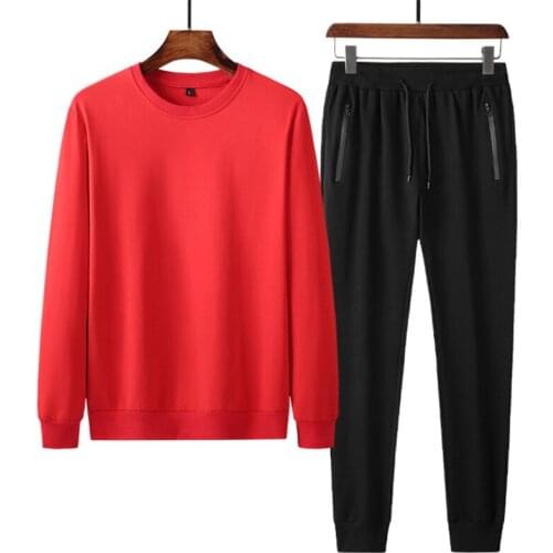 2020 Spring Autumn New Men Plus Size Korean Casual Sports Sweater Trousers Suit Crewneck Sweatshirt Bluza Felpe Pantalon Spodnie