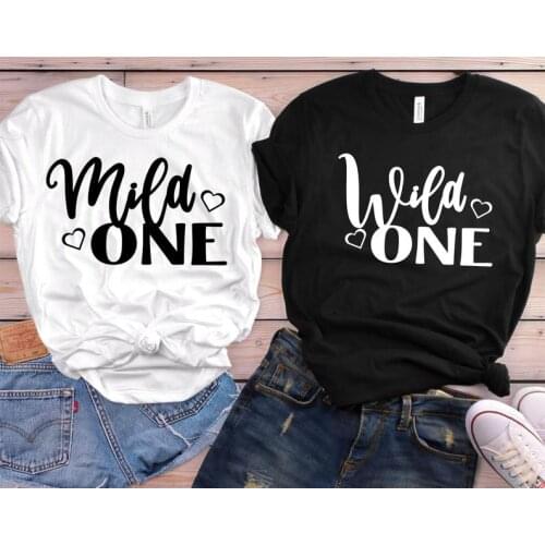 Mild one Wild One Letters Women tshirt Cotton Casual Funny t shirt For Lady Girl Top Tee Hipster Tumblr ins Drop Ship NA-36