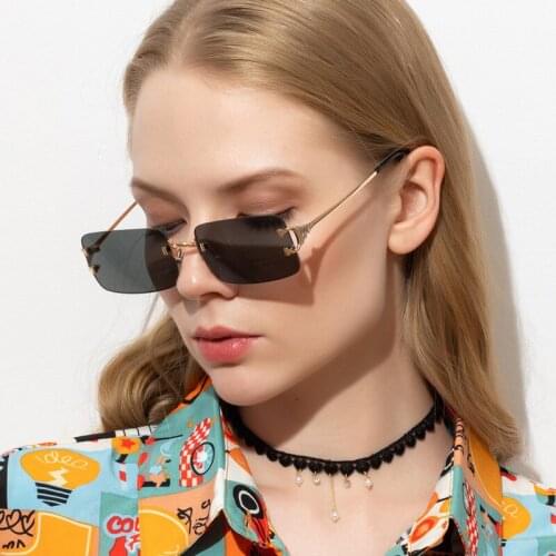 2021 new classic rimless metal glasses, sea flakes, vintage sunglasses mens and womens street style sunglasses