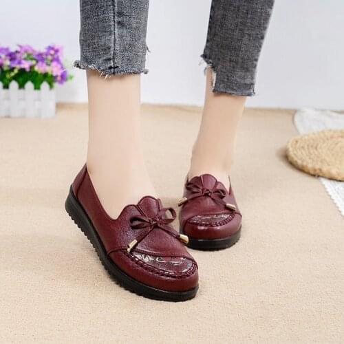 Mothers shoes womens single shoes non-slip soft-soled flat-soled comfortable middle-aged and elderly soft surface work shoes