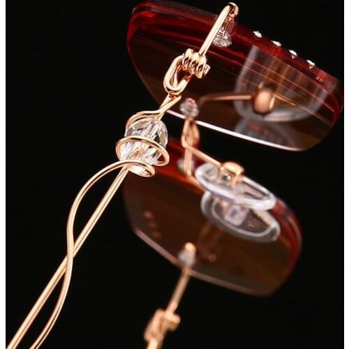 0~+4.0 Anti blue Light Reading Glasses Women Diamond Cutting Rimeles Eyeglasses Women Anti Fatigue Hyperopia Presbyopic Eyewear